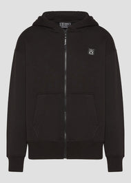 Vinyl ζακετα μαυρη με ριπ τελειωμα cotton oversized - off duty zip hoodie