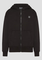 Vinyl ζακετα μαυρη με ριπ τελειωμα cotton oversized - off duty zip hoodie