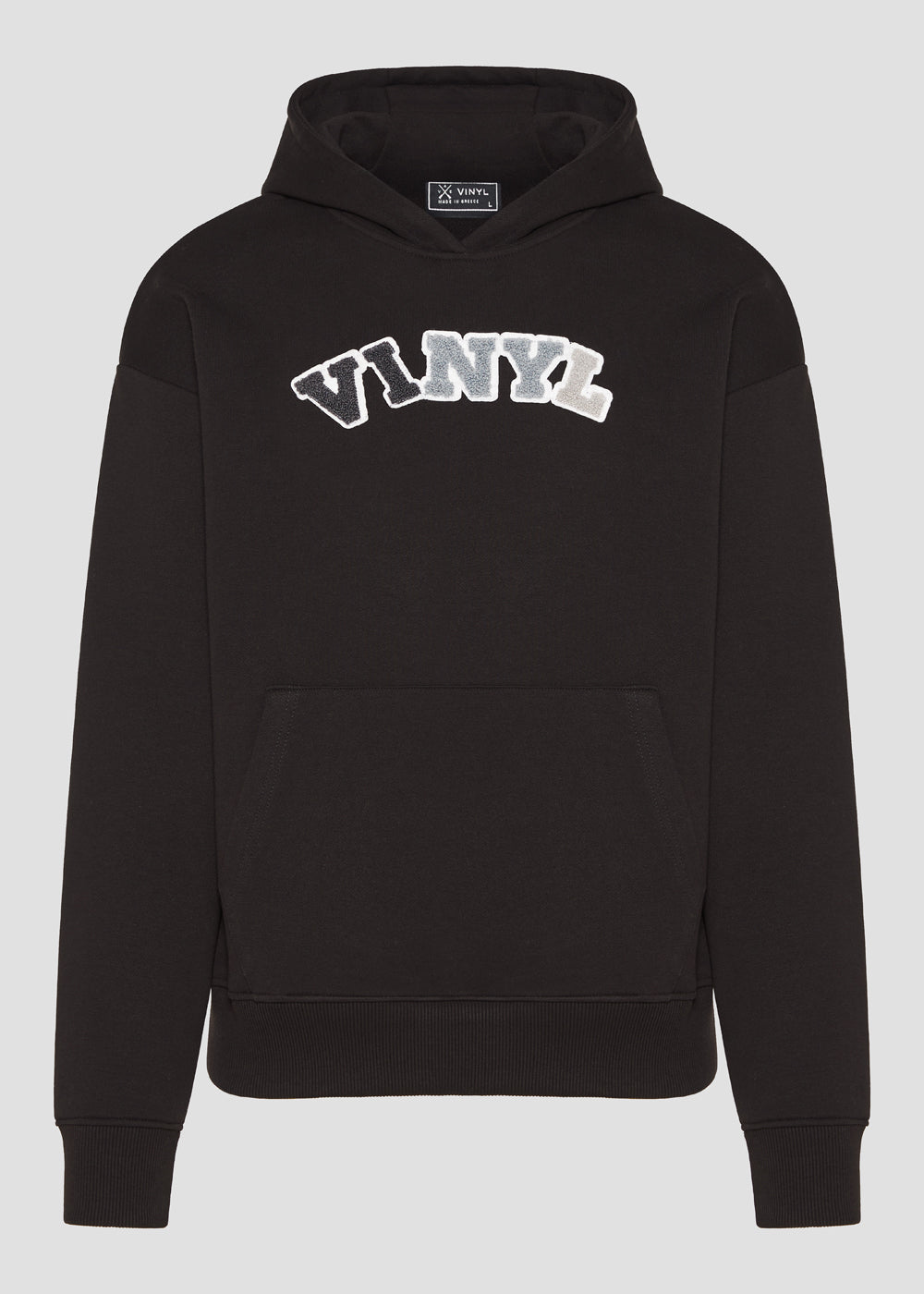 Vinyl φουτερ μαυρο με patch cotton regular fit - puff logo hoodie