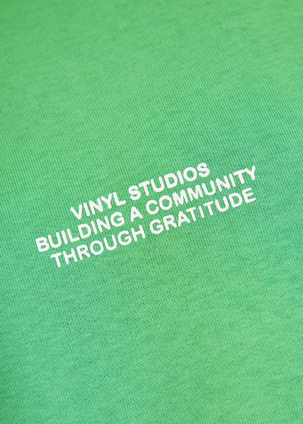 Vinyl φουτερ πρασινο με τυπωμα cotton oversized - studios v beat hoodie