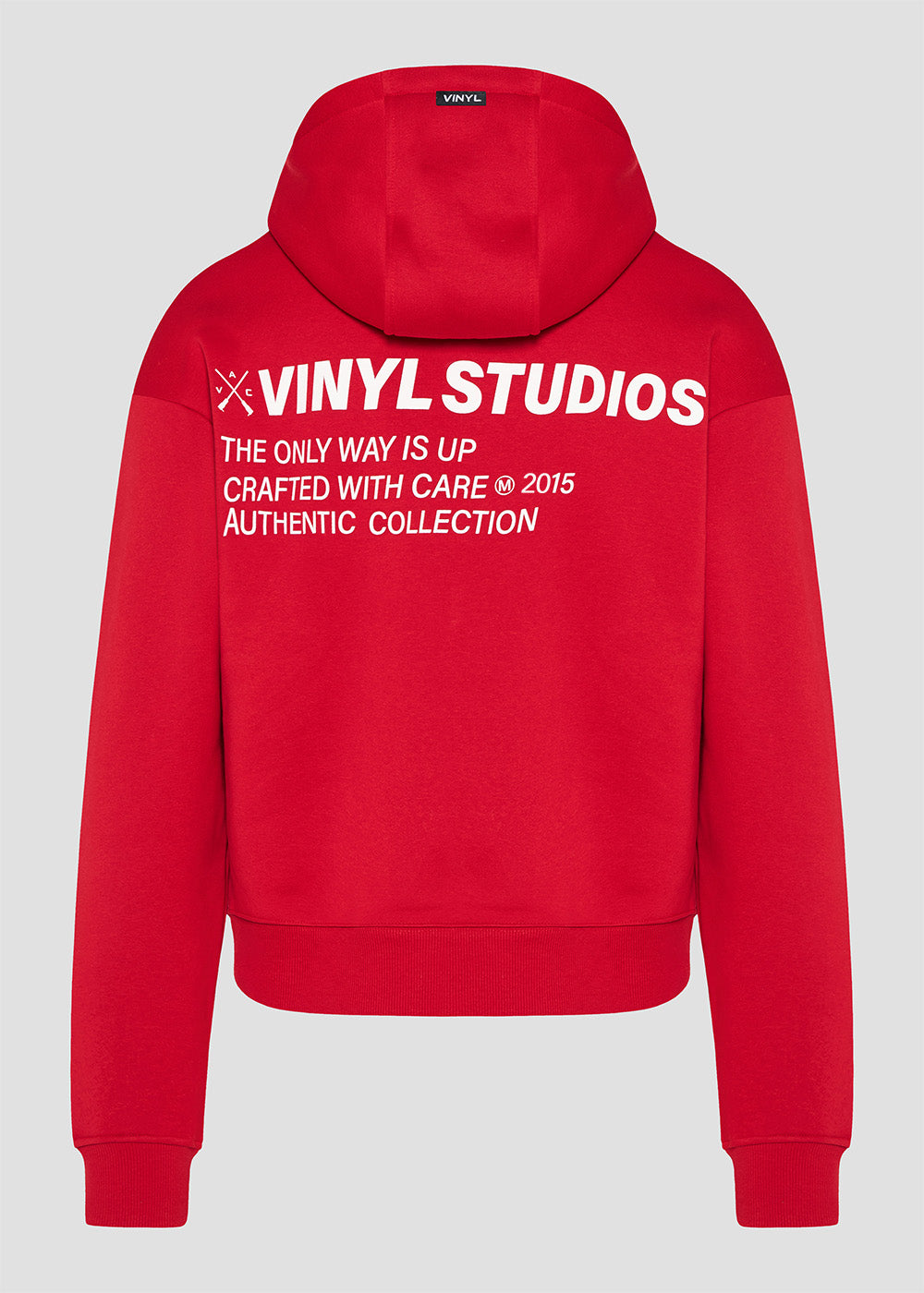 Vinyl φουτερ κοκκινο με τυπωμα cotton oversized - studios v legacy hoodie