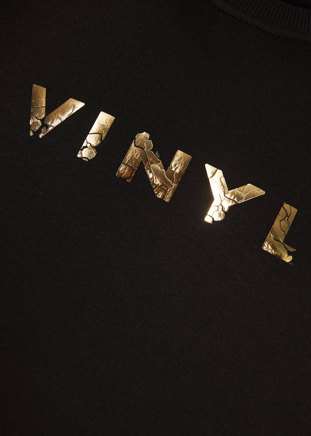 Vinyl sweatshirt black with print without hood cotton regular fit - cracked gold sweatshirt