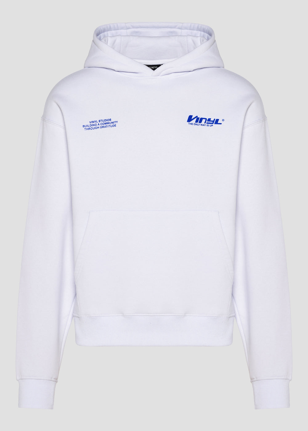Vinyl φουτερ λευκο με τυπωμα cotton oversized - studios v beat hoodie