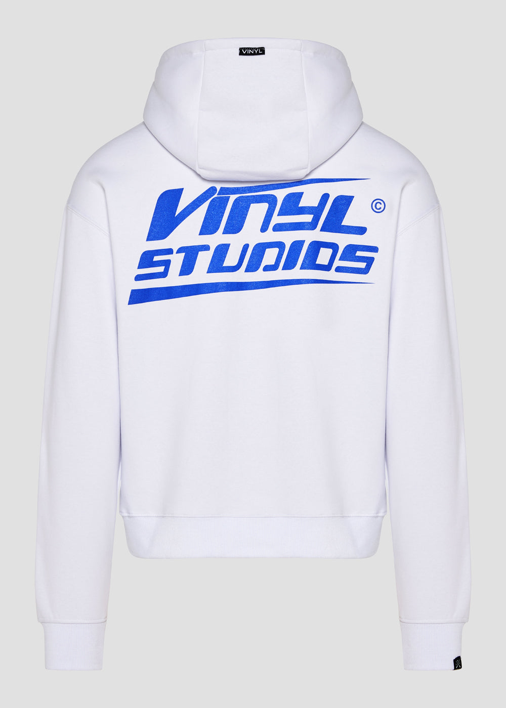 Vinyl φουτερ λευκο με τυπωμα cotton oversized - studios v beat hoodie