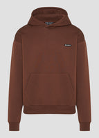 Vinyl φουτερ καφε cotton oversized - emblem hoodie