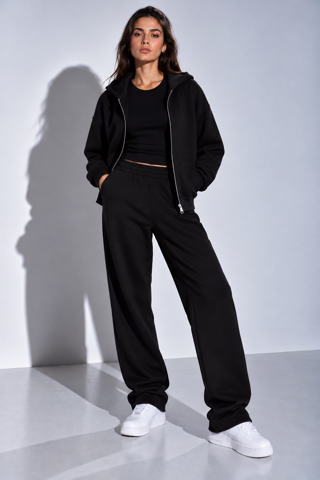 Urban zipped hoodie black woman