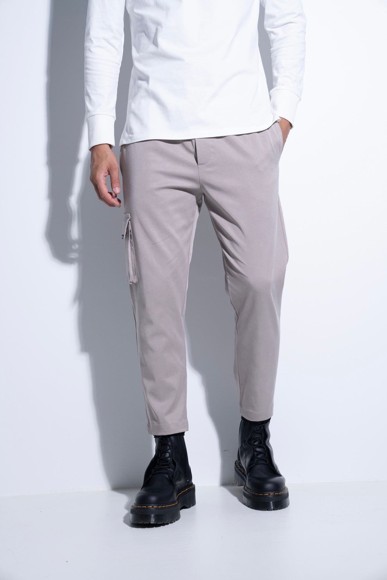 Vinyl παντελονι cargo γκρι cotton regular fit ανδρικο
