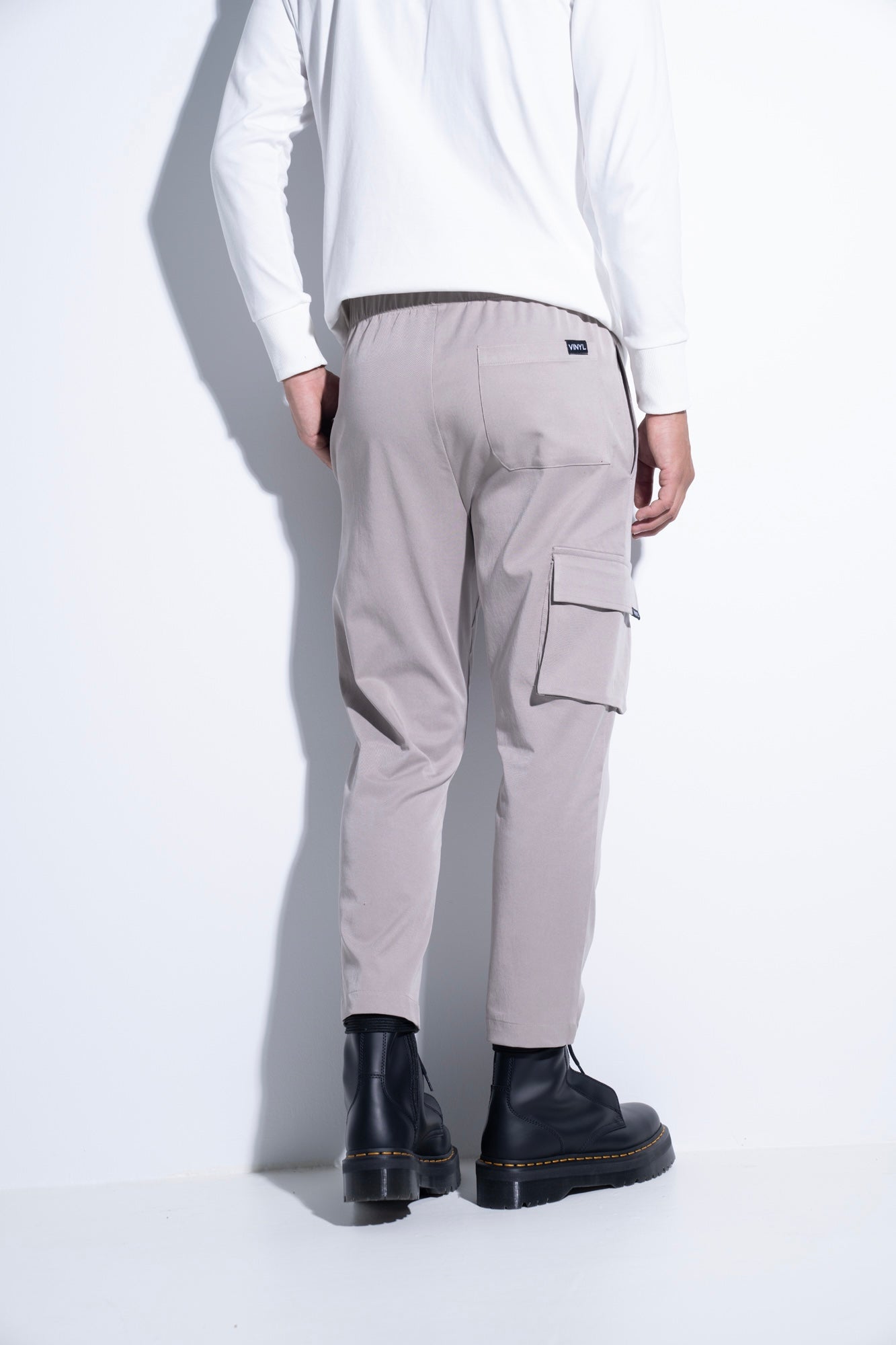 Vinyl παντελονι cargo γκρι cotton regular fit ανδρικο