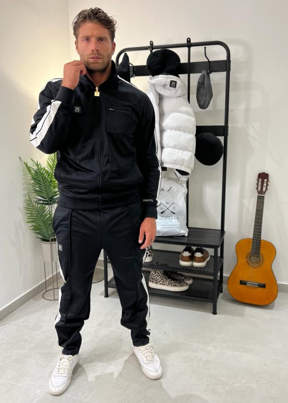 Vinyl ζακετα μαυρη polyester regular fit ανδρικη