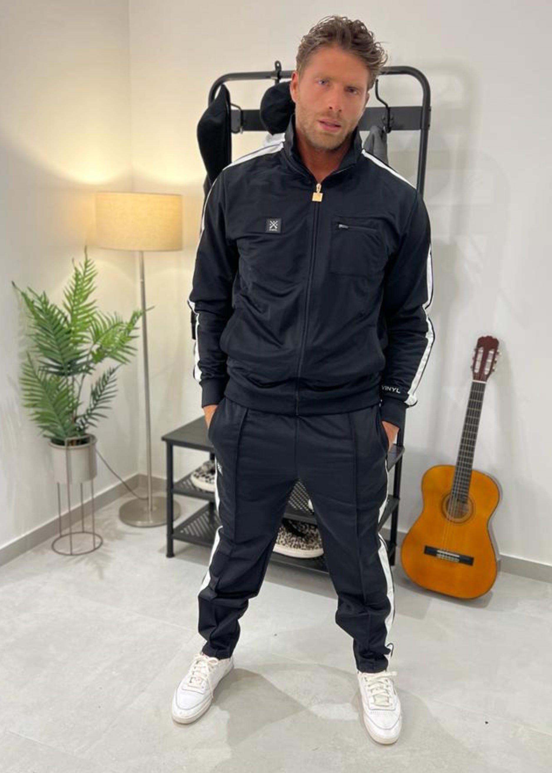 Vinyl ζακετα μαυρη polyester regular fit ανδρικη