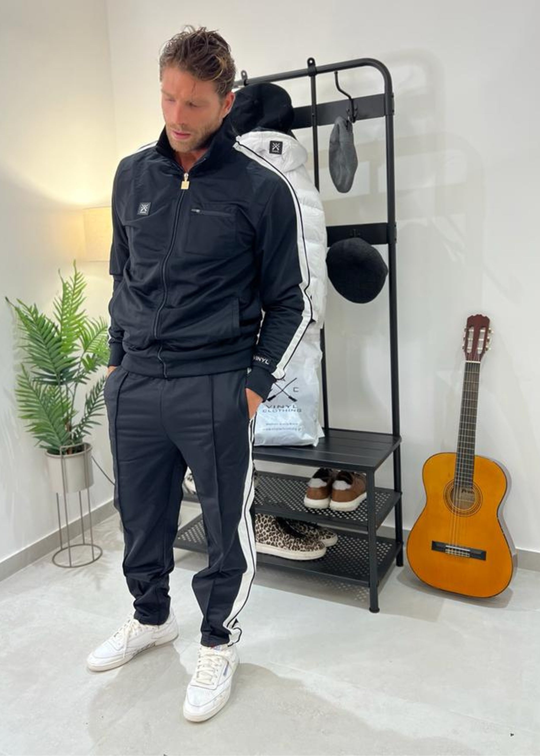 Vinyl ζακετα μαυρη polyester regular fit ανδρικη