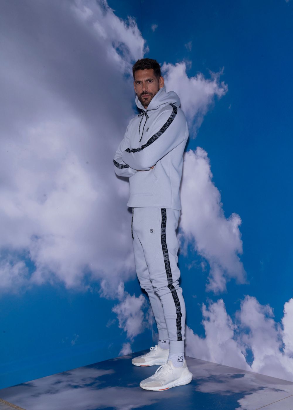 Vinyl φουτερ γκρι με τρεσα cotton regular fit ανδρικο