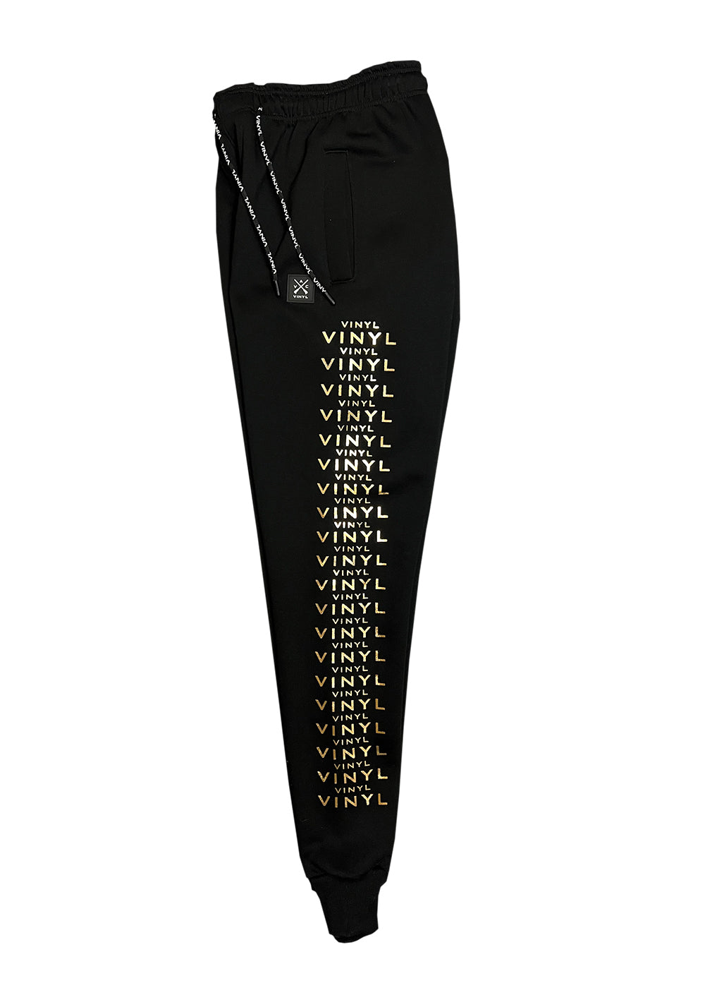 VINYL Printed Tracksuit Black - Pants with Logo Sleeves