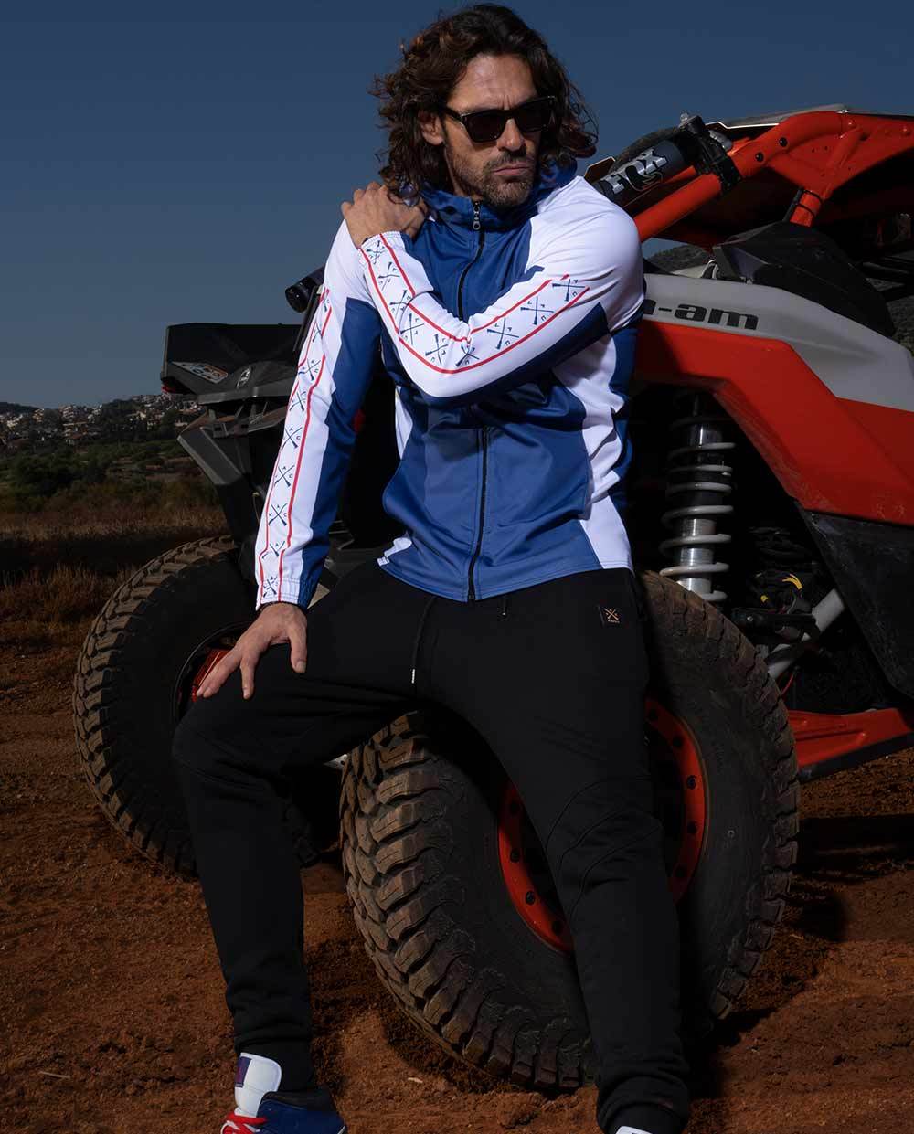 Vinyl jacket blue polyester regular fit men's