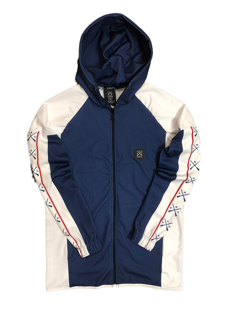 Vinyl jacket blue polyester regular fit men's