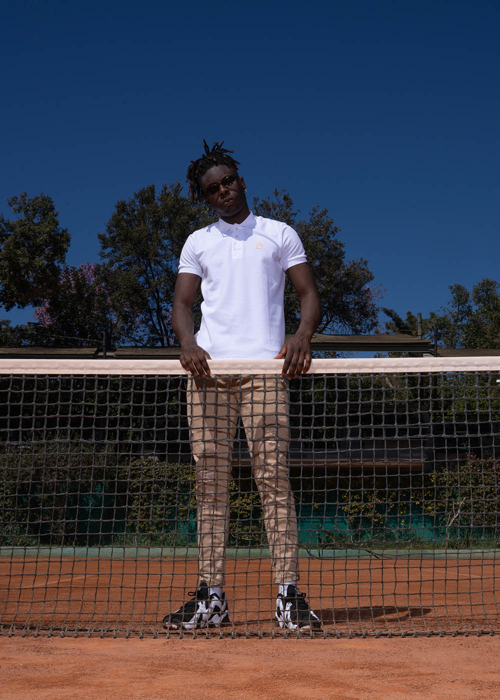 Vinyl polo μπλουζα λευκη cotton regular fit ανδρικη