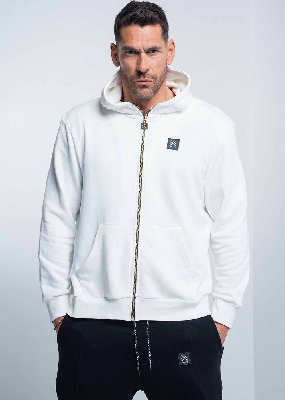 Vinyl ζακετα λευκη cotton regular fit ανδρικη
