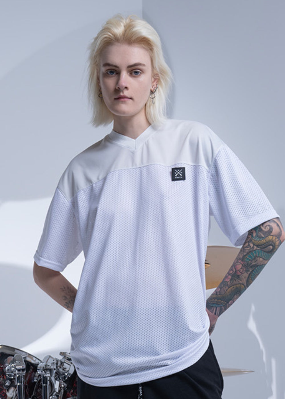 Vinyl μπλουζα λευκη polyester oversized ανδρικη