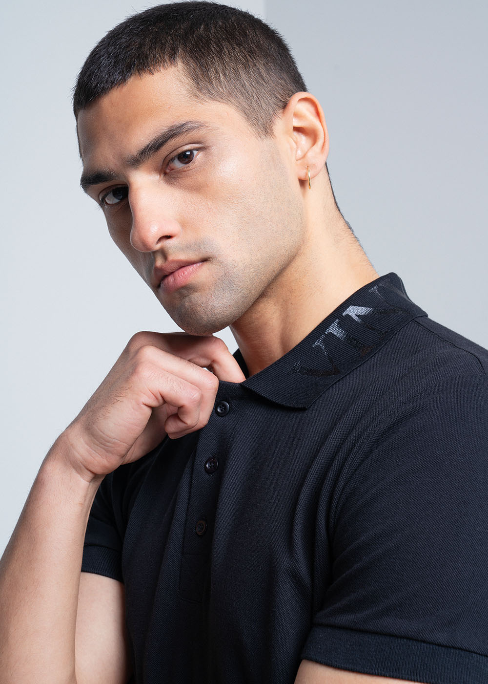 Vinyl μπλουζα polo μαυρη cotton regular fit ανδρικη