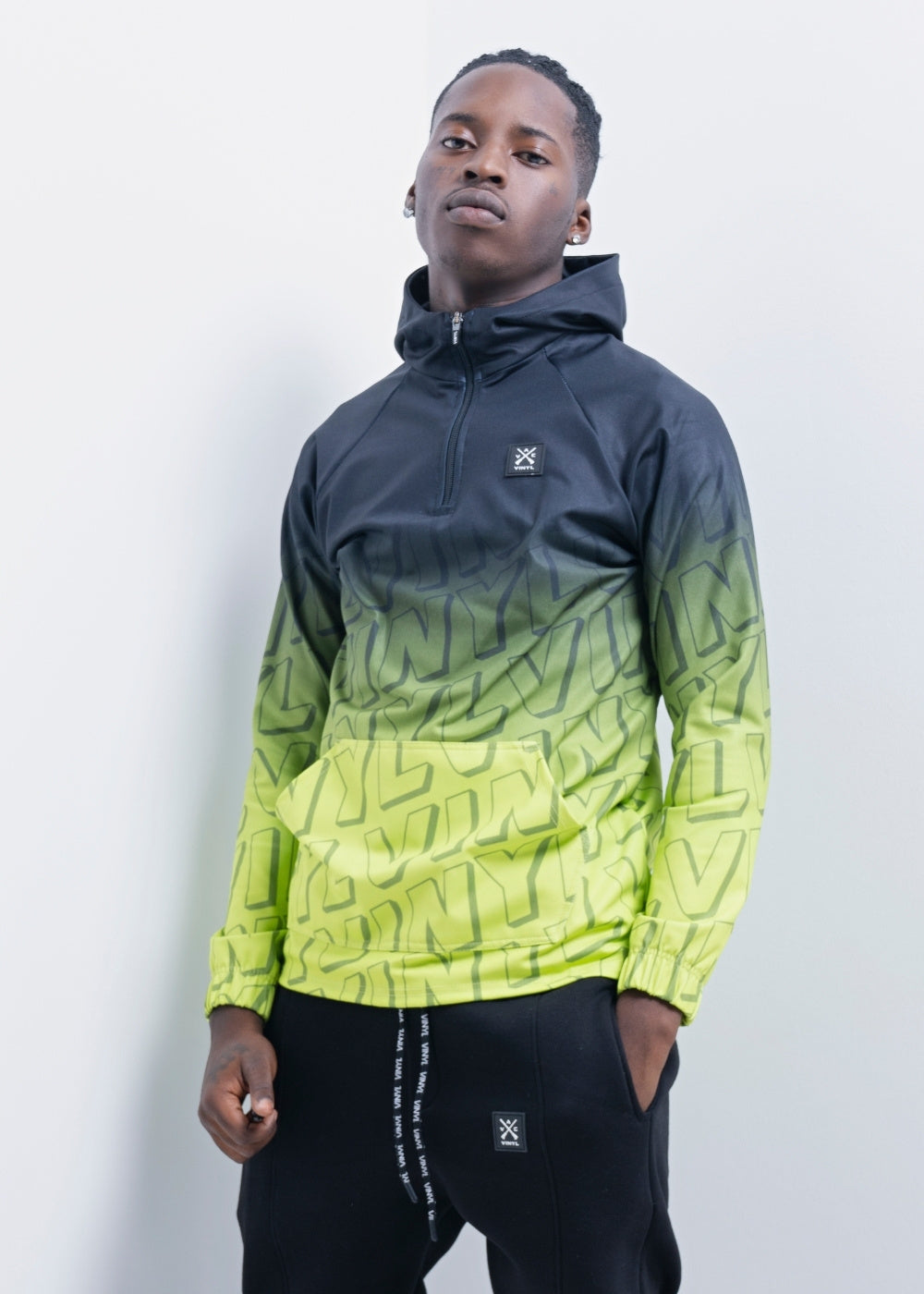 Vinyl φουτερ μαυρο/λαχανι polyester refular fit ανδρικο