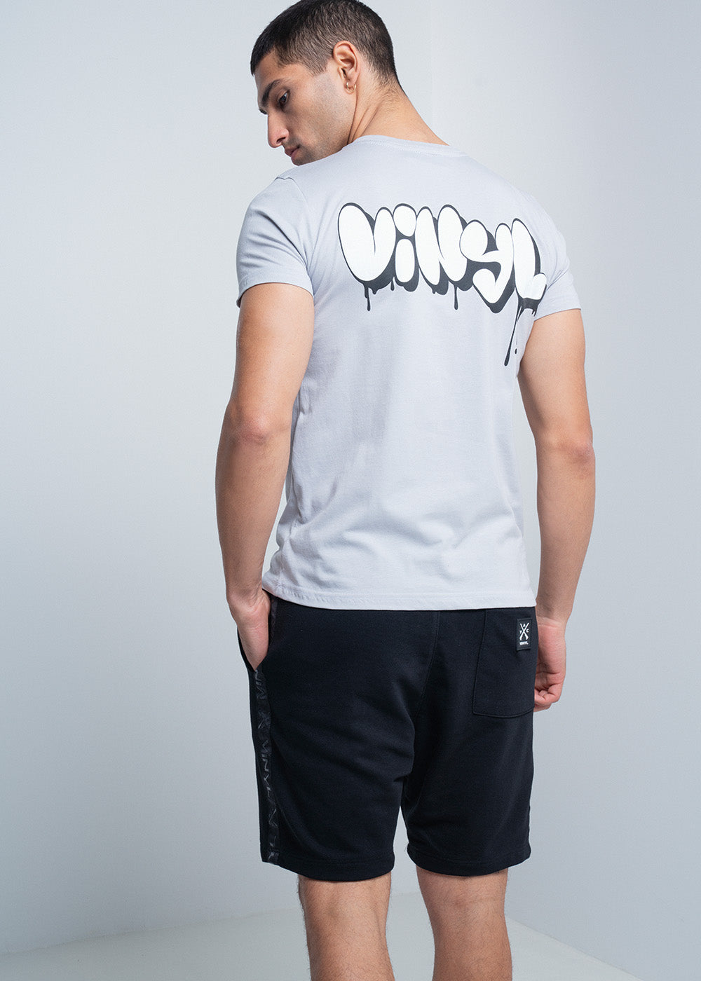Vinyl μπλουζα γκρι cotton regular fit ανδρικη