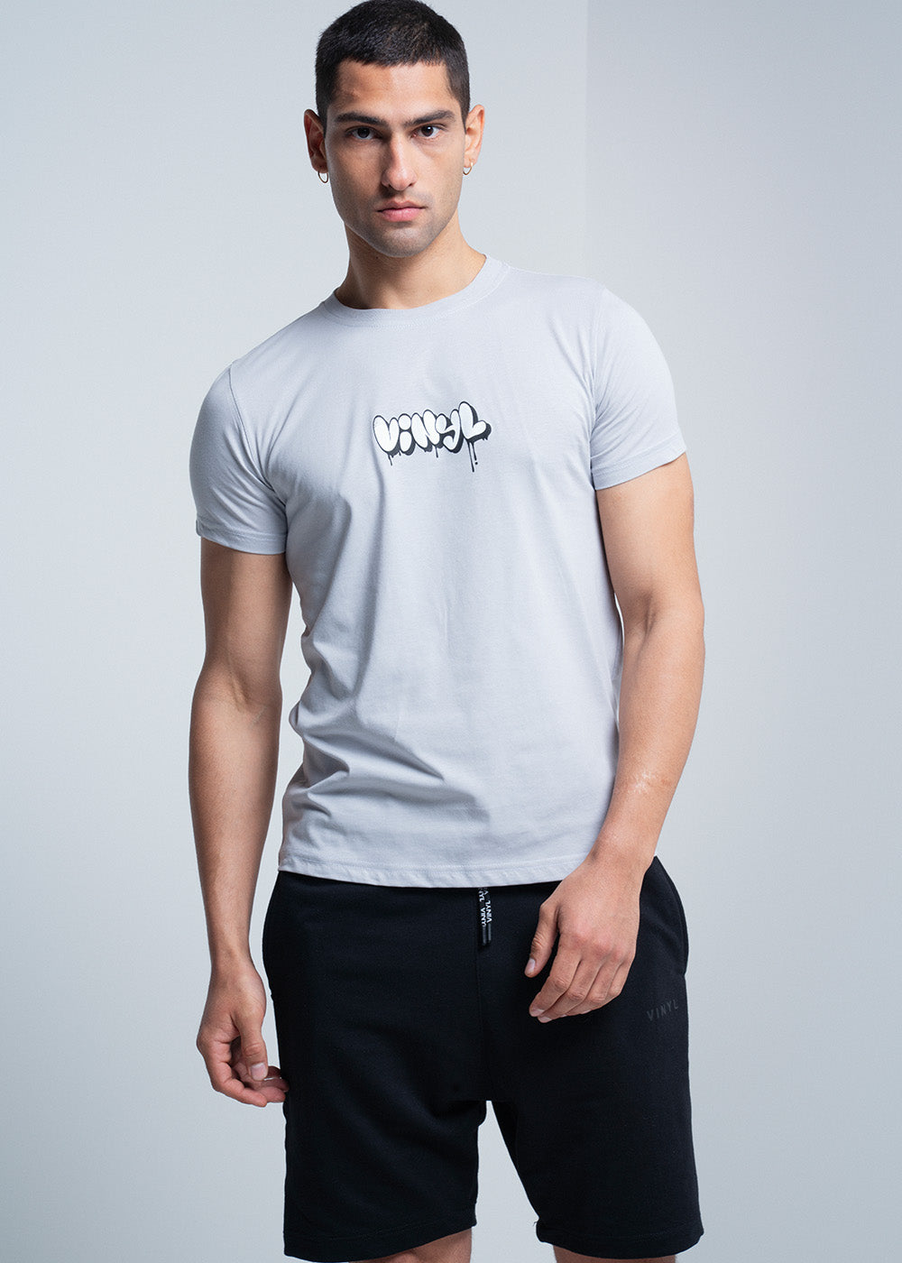 Vinyl μπλουζα γκρι cotton regular fit ανδρικη