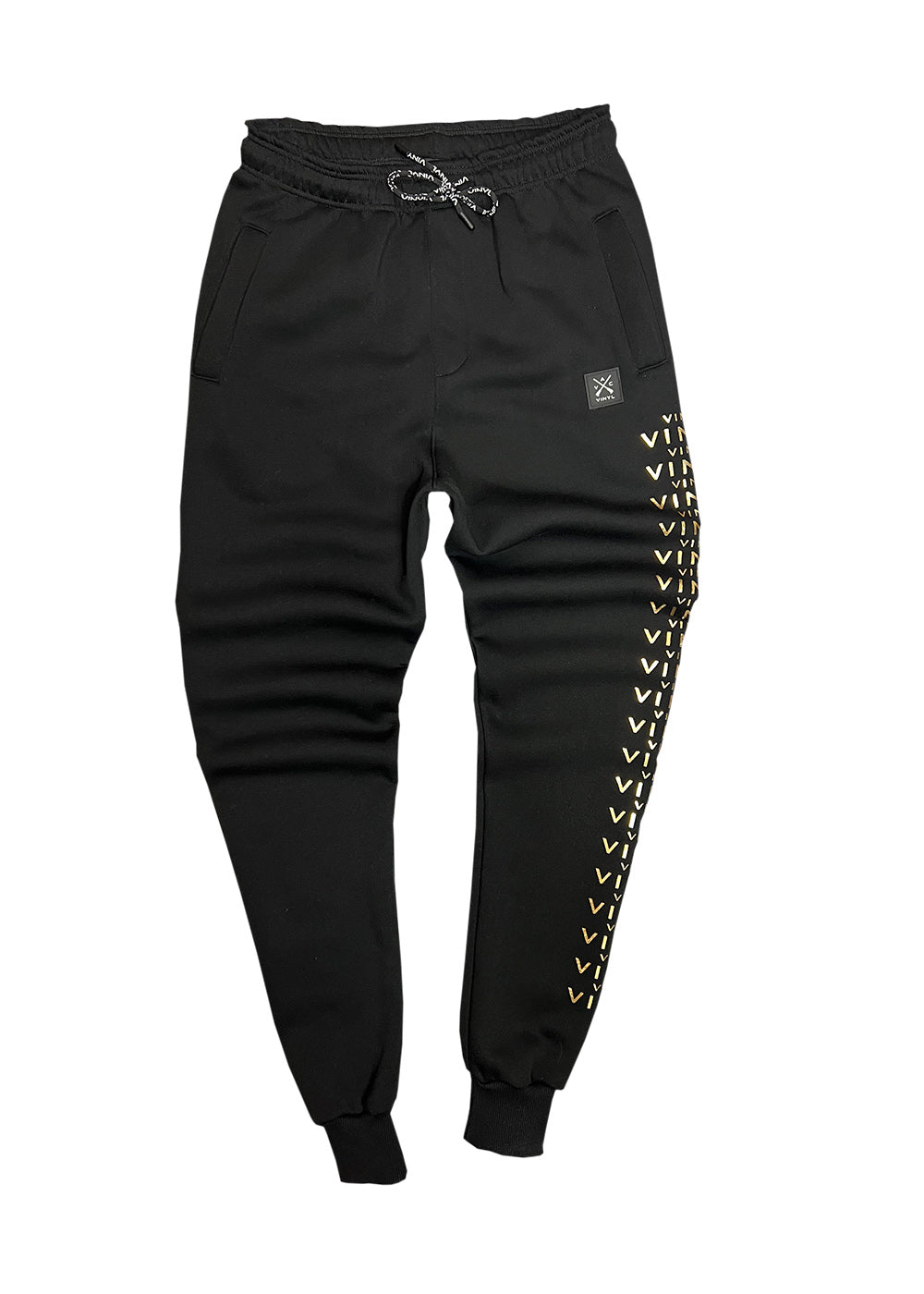 VINYL Printed Tracksuit Black - Pants with Logo Sleeves