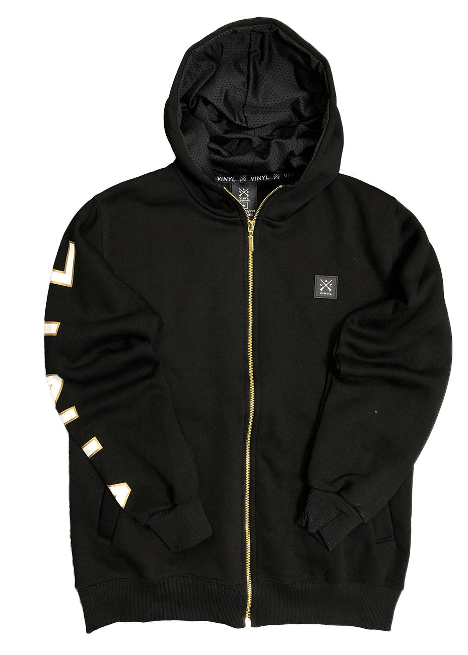 VINYL Ζακετα μαυρη - Gold back logo hoodie with full zip