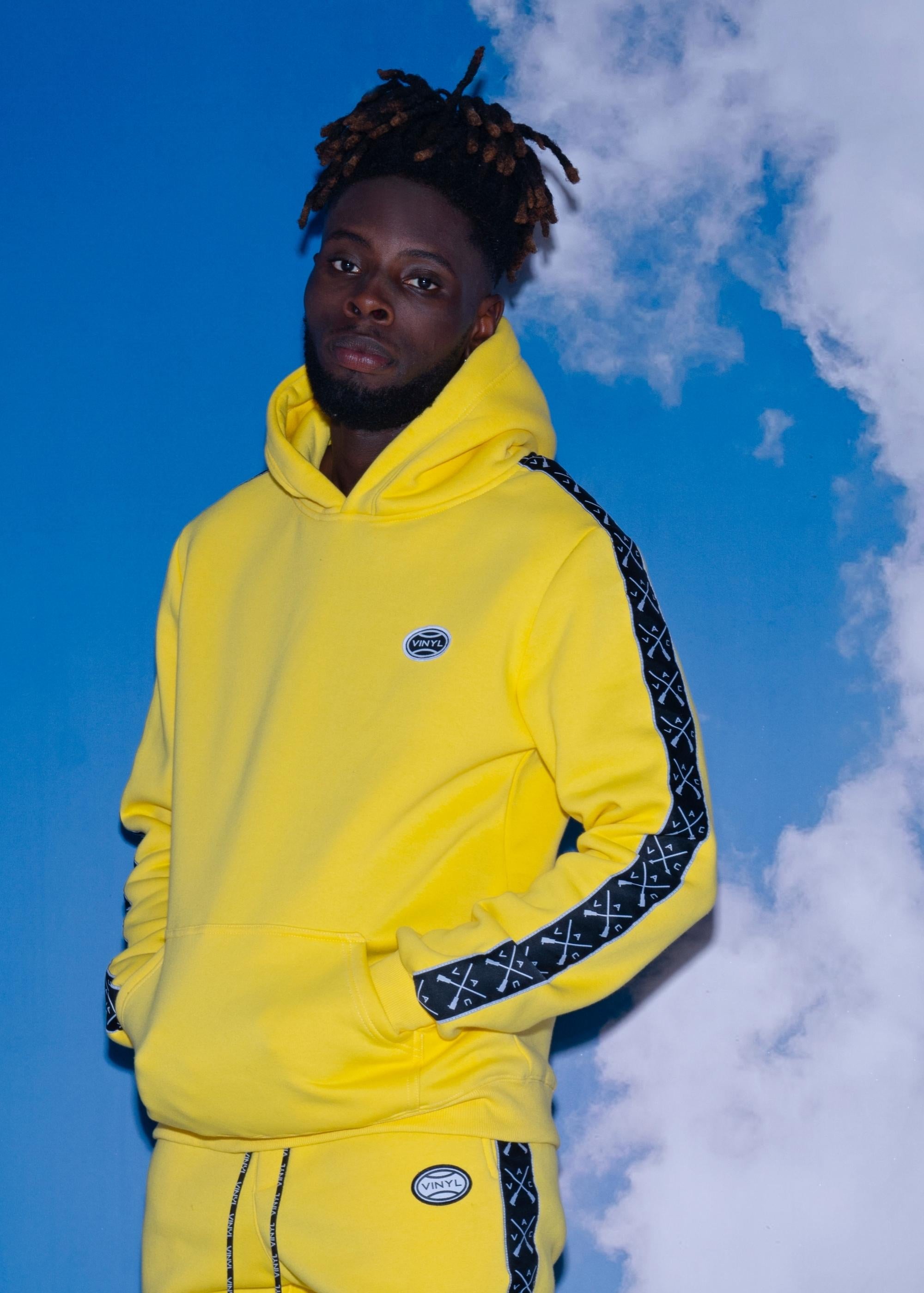 Vinyl φουτερ κιτρινο με τρεσα cotton regular fit ανδρικο