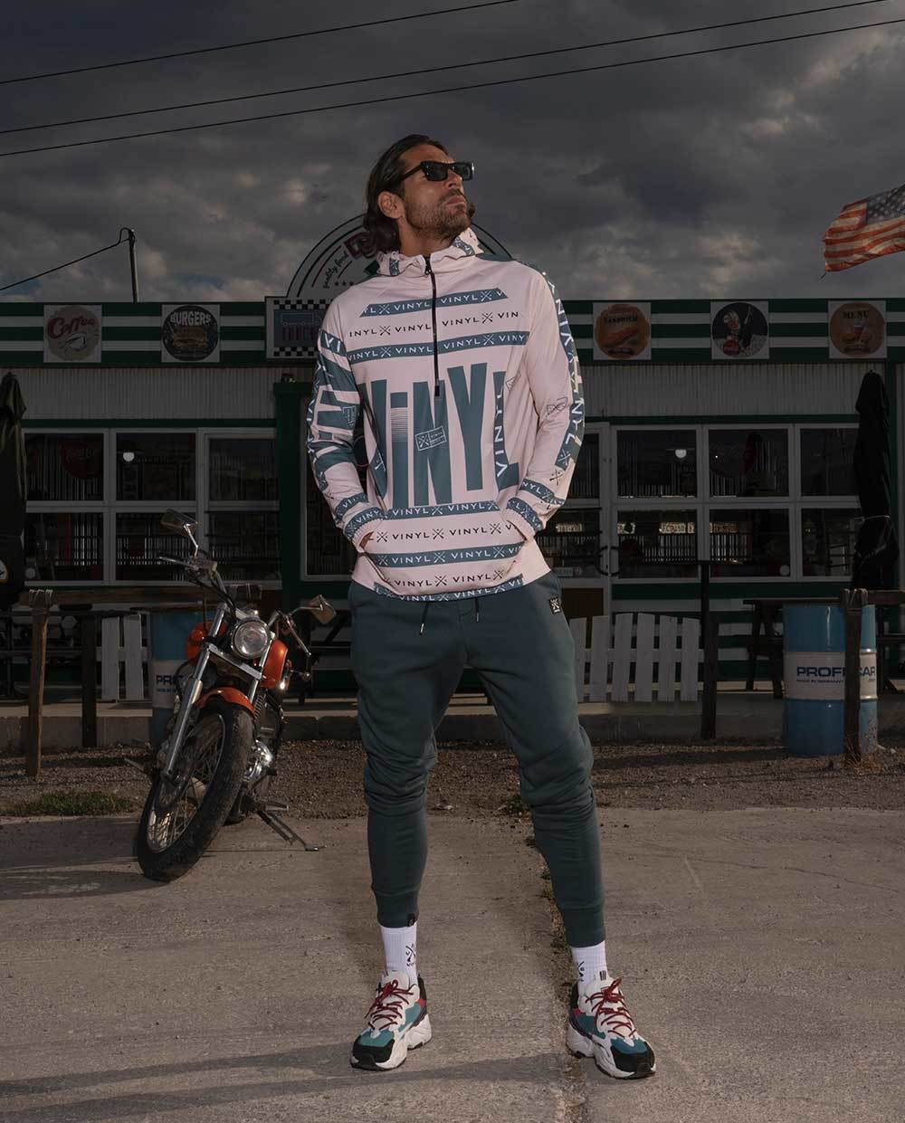 Vinyl φουτερ μπεζ polyester regular fit ανδρικο