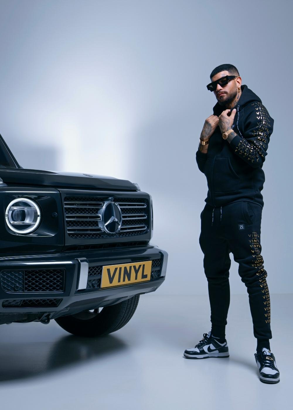 Vinyl ζακετα μαυρη με τυπωμα cotton regular fit ανδρικη