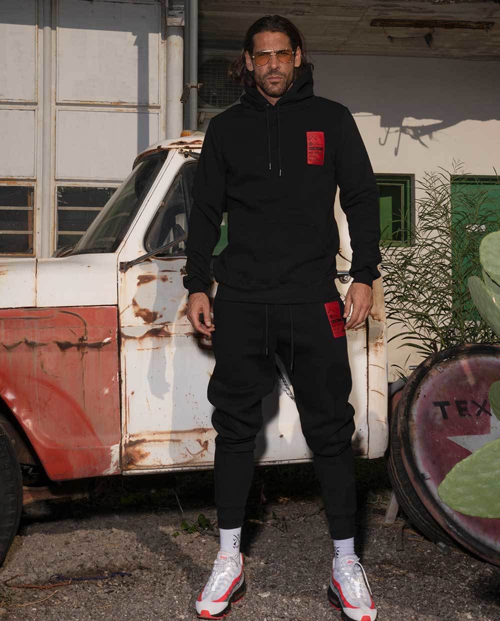 Vinyl φουτερ μαυρο cotton regular fit ανδρικο