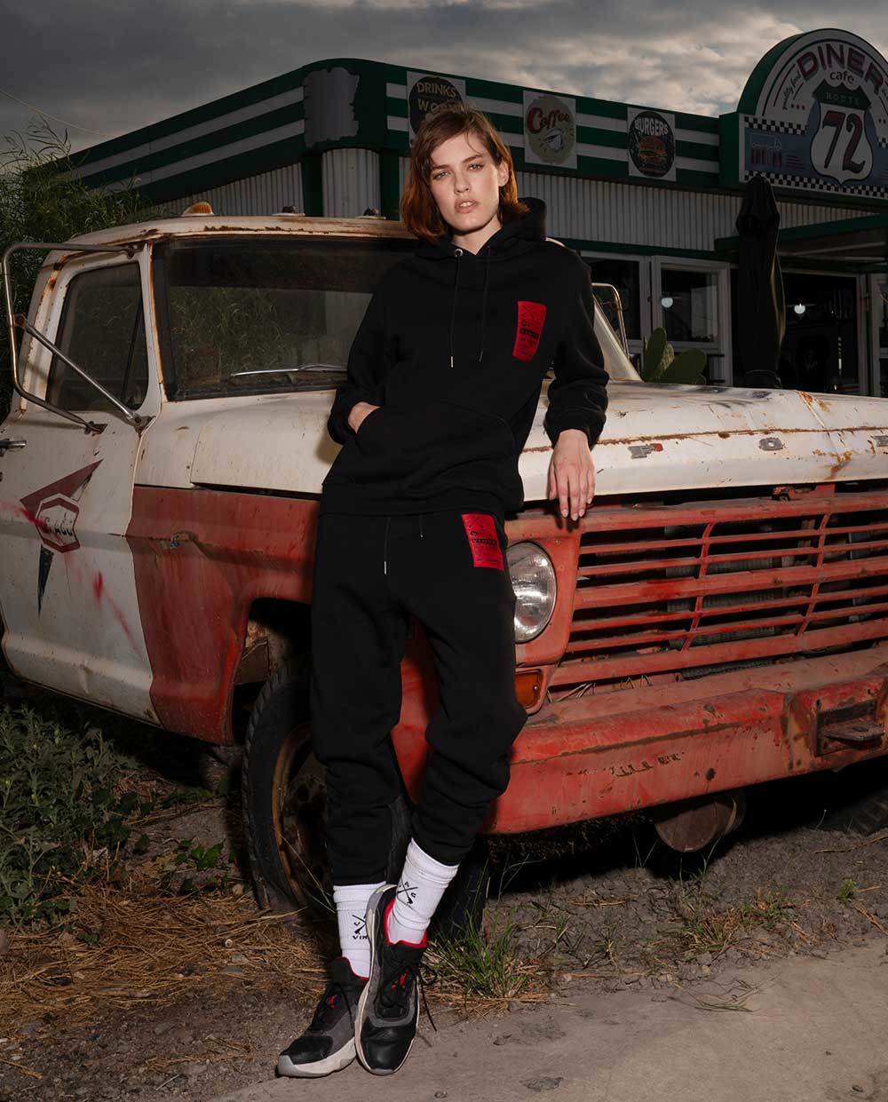 Vinyl φουτερ μαυρο cotton regular fit ανδρικο
