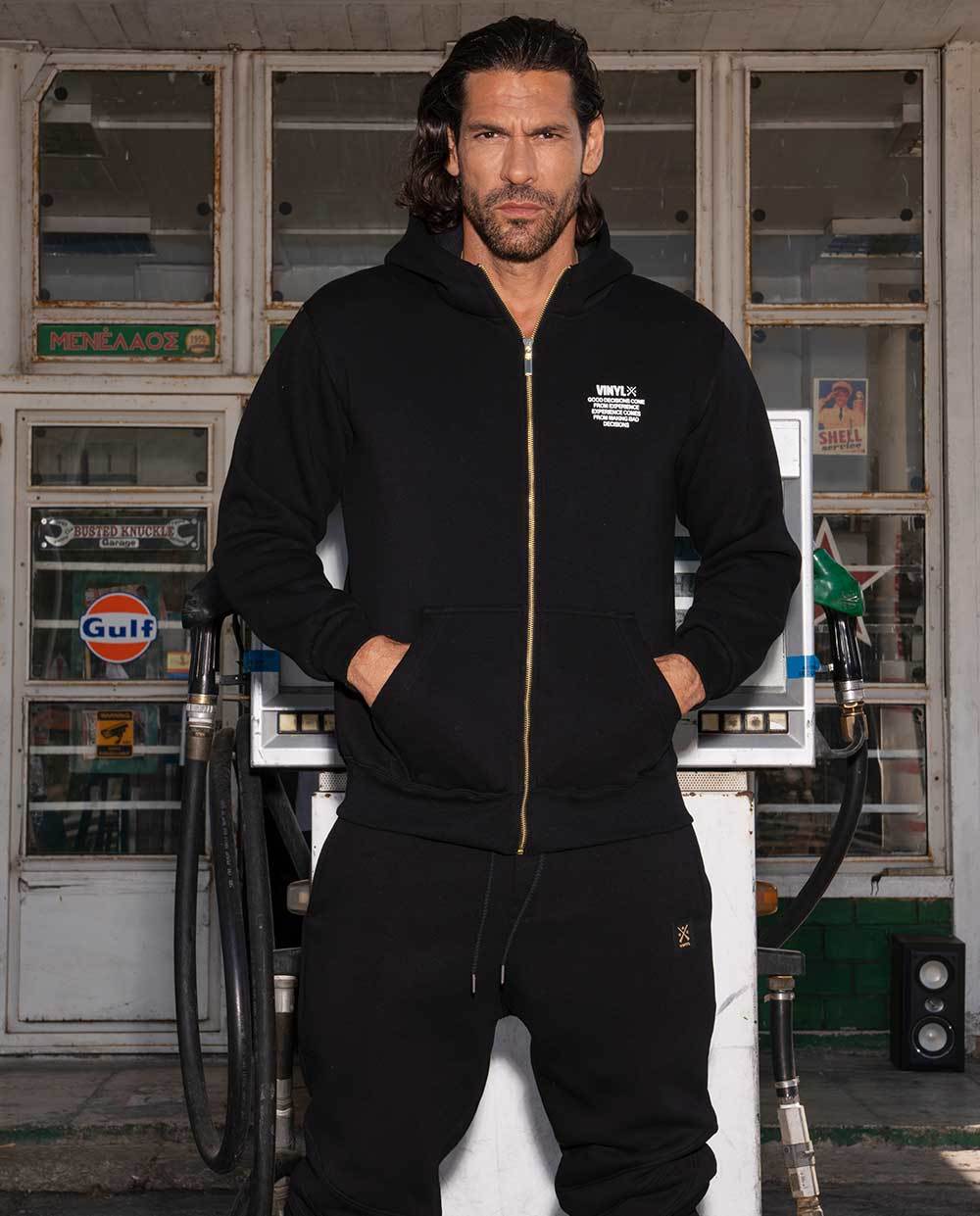 Vinyl cardigan black cotton regular fit men's