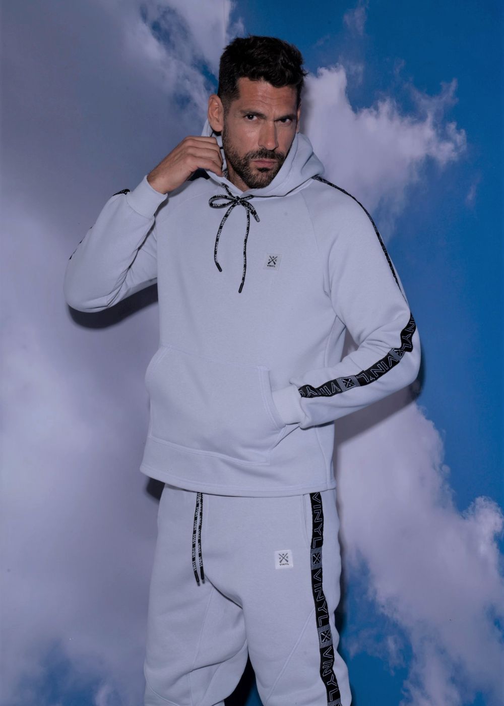 Vinyl φουτερ γκρι με τρεσα cotton regular fit ανδρικο