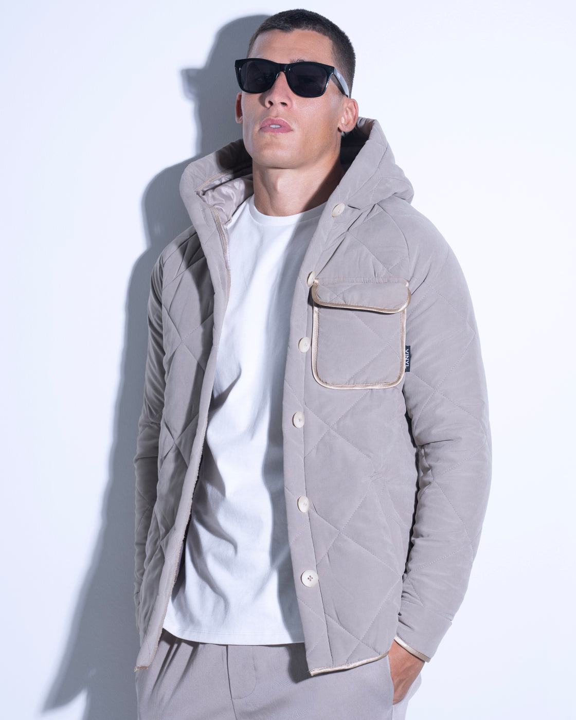 Vinyl μπουφαν μπεζ polyester regular fit ανδρικο