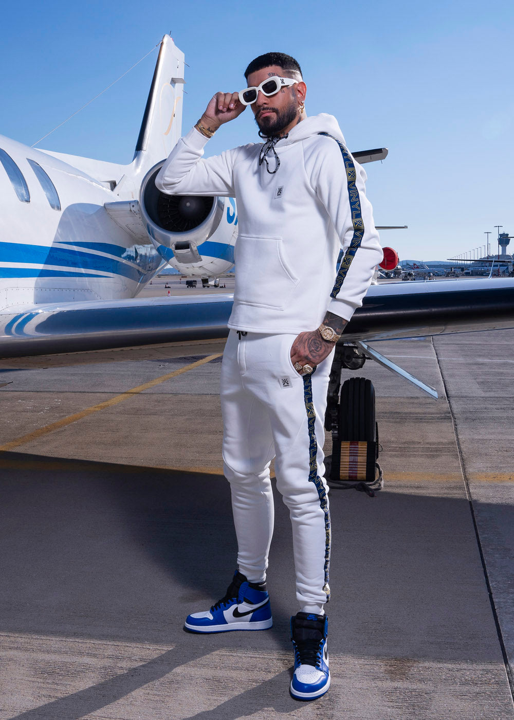 Vinyl φουτερ λευκο με τρεσα cotton regular fit ανδρικο