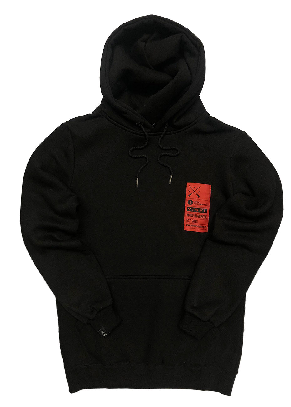 Vinyl φουτερ μαυρο cotton regular fit ανδρικο