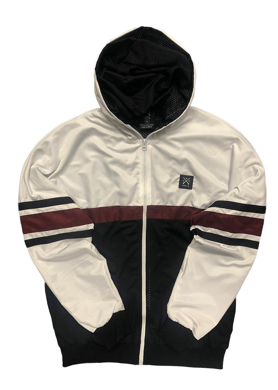 Vinyl bomber jacket white-black polyester regular fit men's