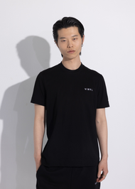 Vinyl μπλουζα με κέντημα μαυρη cotton regular fit - needlecraft logo tee