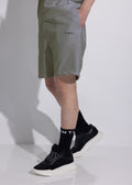 Vinyl bermuda shorts with khaki embroidery cotton regular fit - needlecraft logo shorts