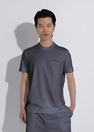 Vinyl μπλουζα με κέντημα γκρι cotton regular fit - needlecraft logo tee