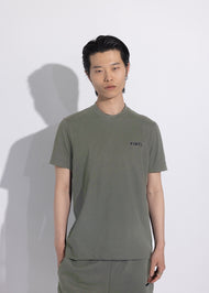 Vinyl μπλουζα με κέντημα χακι cotton regular fit - needlecraft logo tee