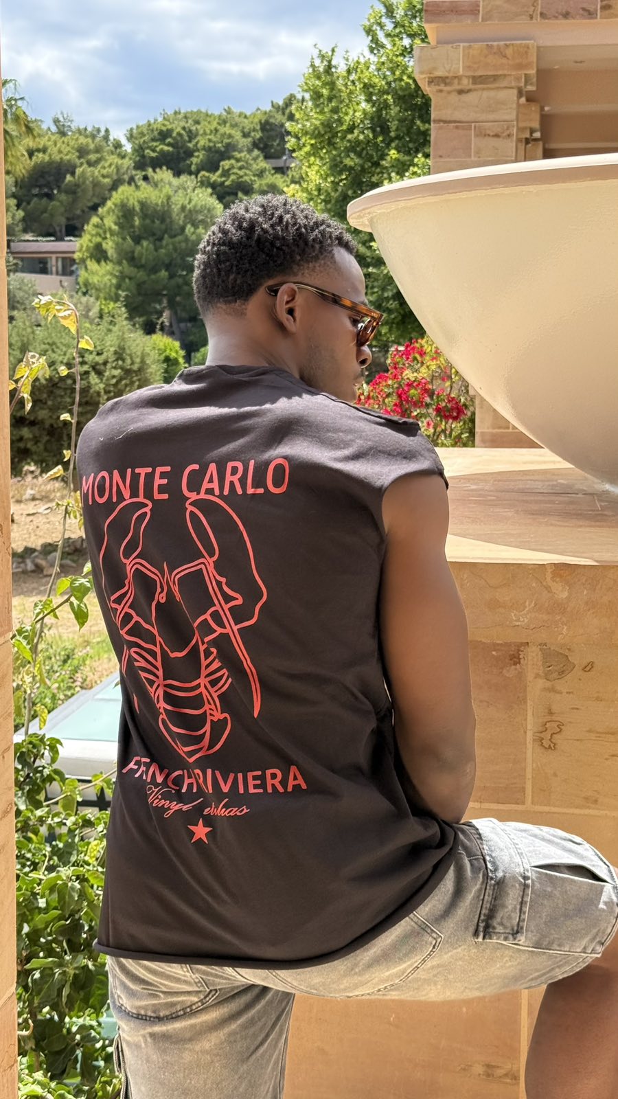 Vinyl sleeveless tee with logo black cotton oversized - vinyl sleeveless tee monte carlo