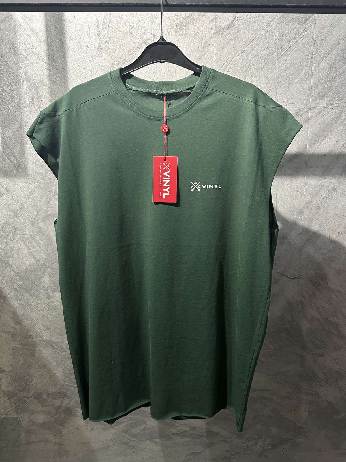Vinyl μπλουζα αμάνικη με λογότυπο πρασινη cotton oversized - vinyl sleeveless tee