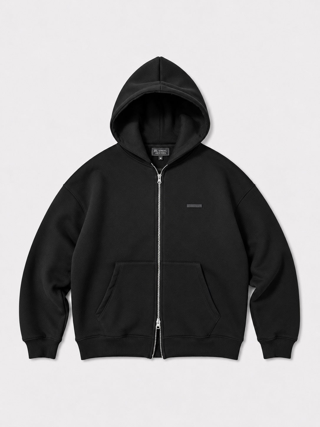 Graphic zipped hoodie black