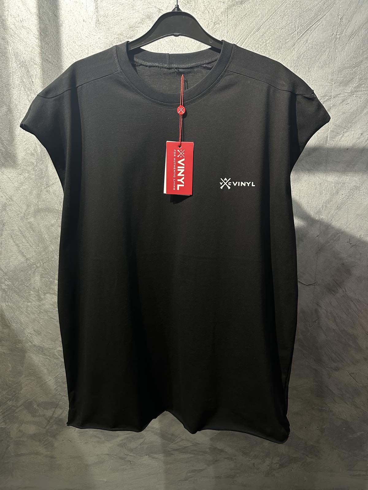 Vinyl μπλουζα αμάνικη με λογότυπο μαυρη cotton oversized - vinyl sleeveless tee