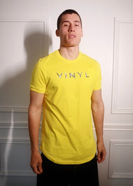 Vinyl μπλουζα με καθρεπτη κιτρινη cotton long line regular fit ανδρικη