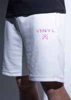 Vinyl βερμουδα με αναγλυφο τυπωμα λευκη cotton regular fit ανδρικη