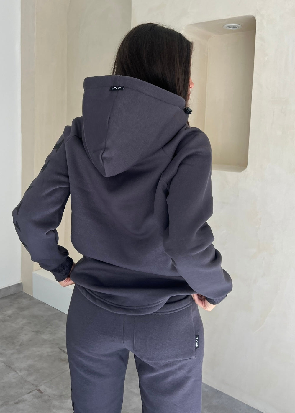 Vinyl ζακετα γκρι με τυπωμα cotton regular fit - zip through hoodie with logo print ΓΥΝΑΙΚΕΙΑ